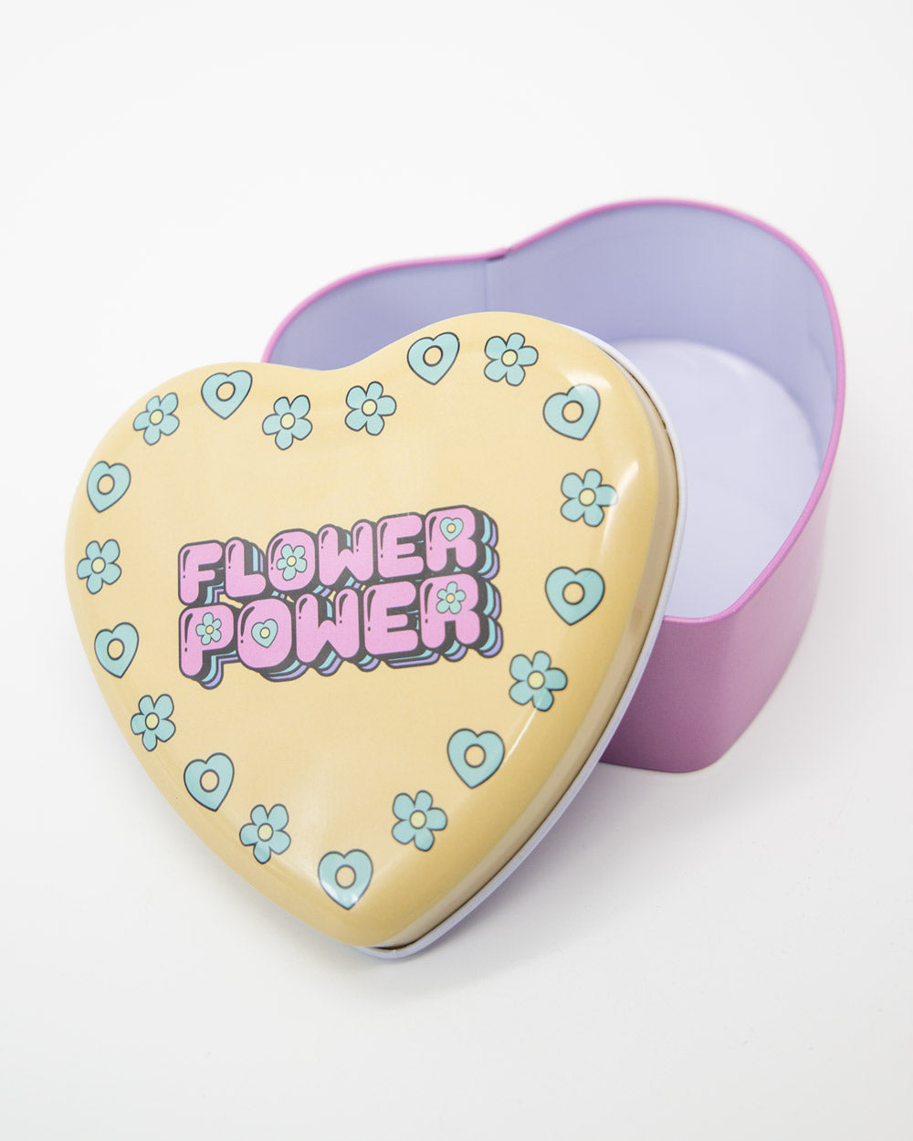 Flower Power Heart-Shaped Metal Tin