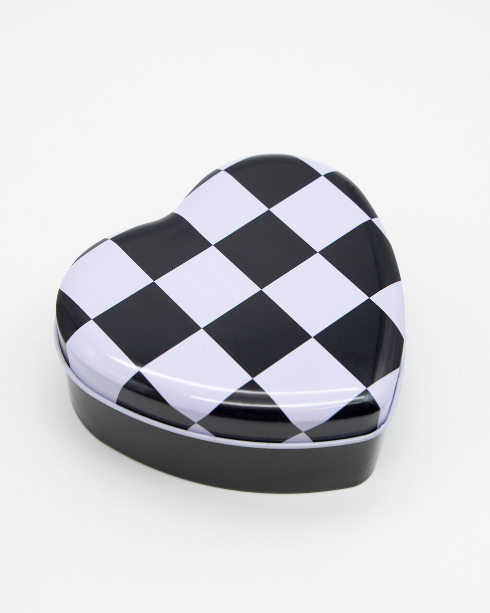 Checkers Heart-Shaped Metal Tin