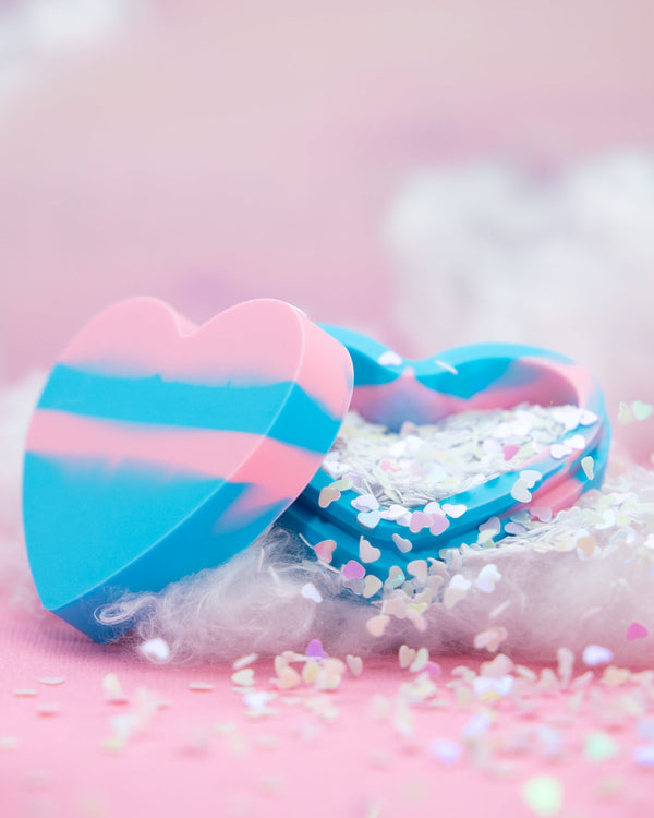 Heart Shaped Silicone Trinket Box - Blue & Pink