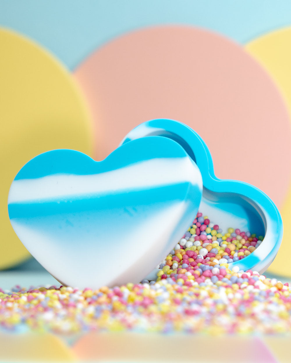 Heart Shaped Silicone Trinket Box - Blue & White