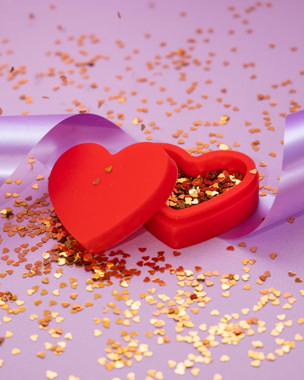 Heart Shaped Silicone Trinket Box - Red