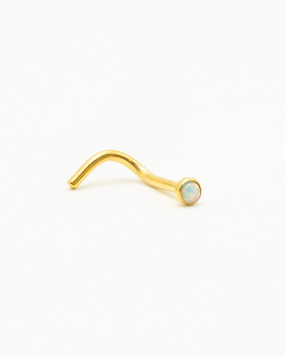 White Opal Bejewelled Gold Nose Stud