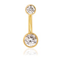 Yellow Gold Titanium CZ Navel Bar