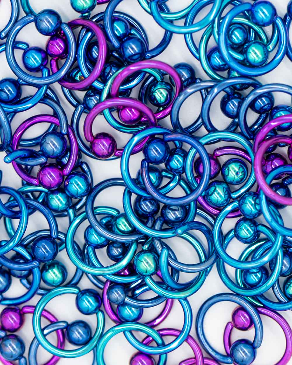 6 Pack: Coloured Titanium Ball Captive Ring