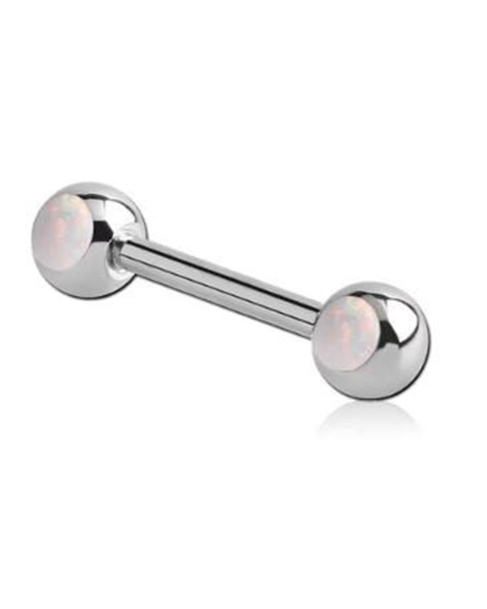Silver Double Jewel Nipple Barbell - Opal