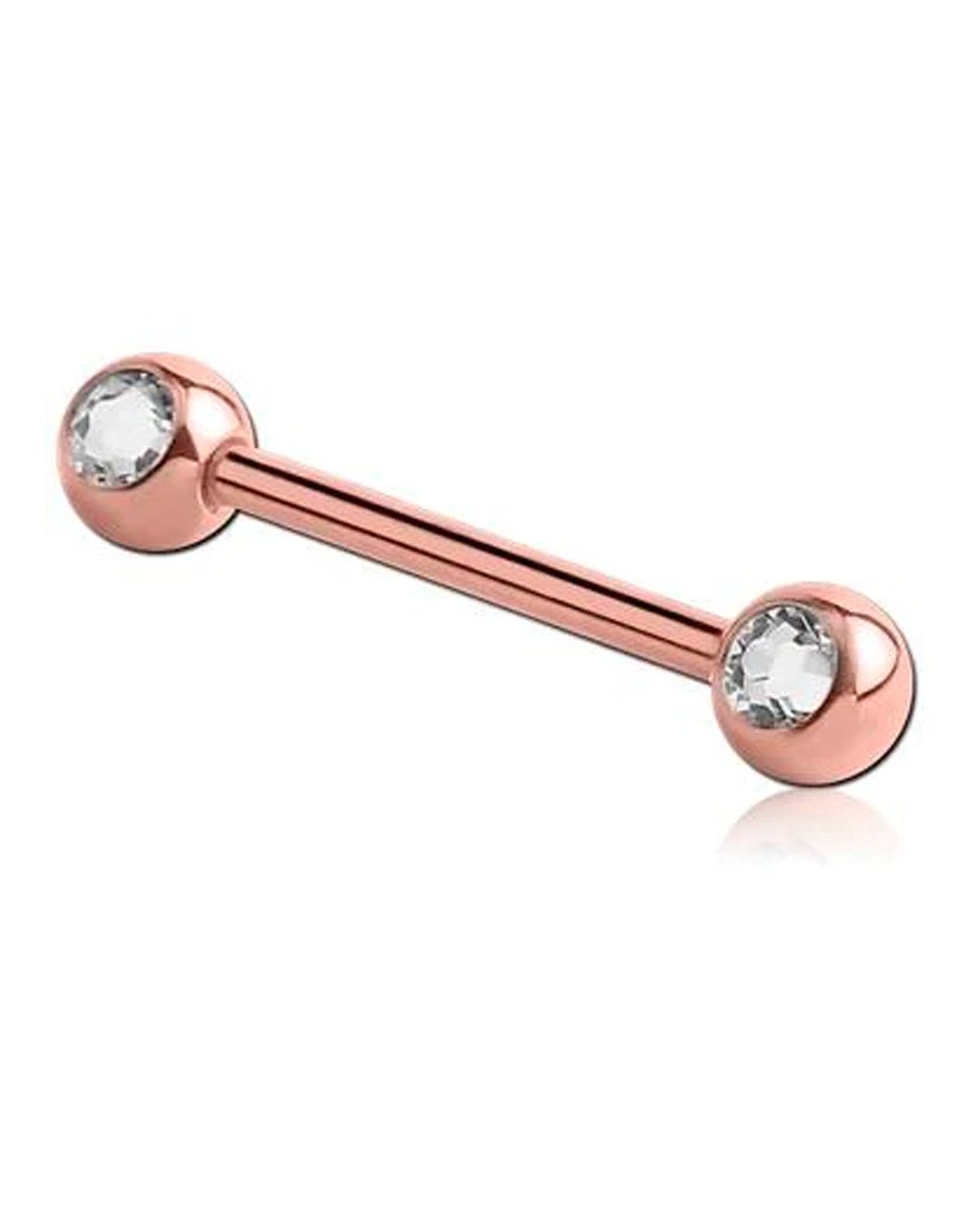 Rose Double Jewel Nipple Barbell - White CZ