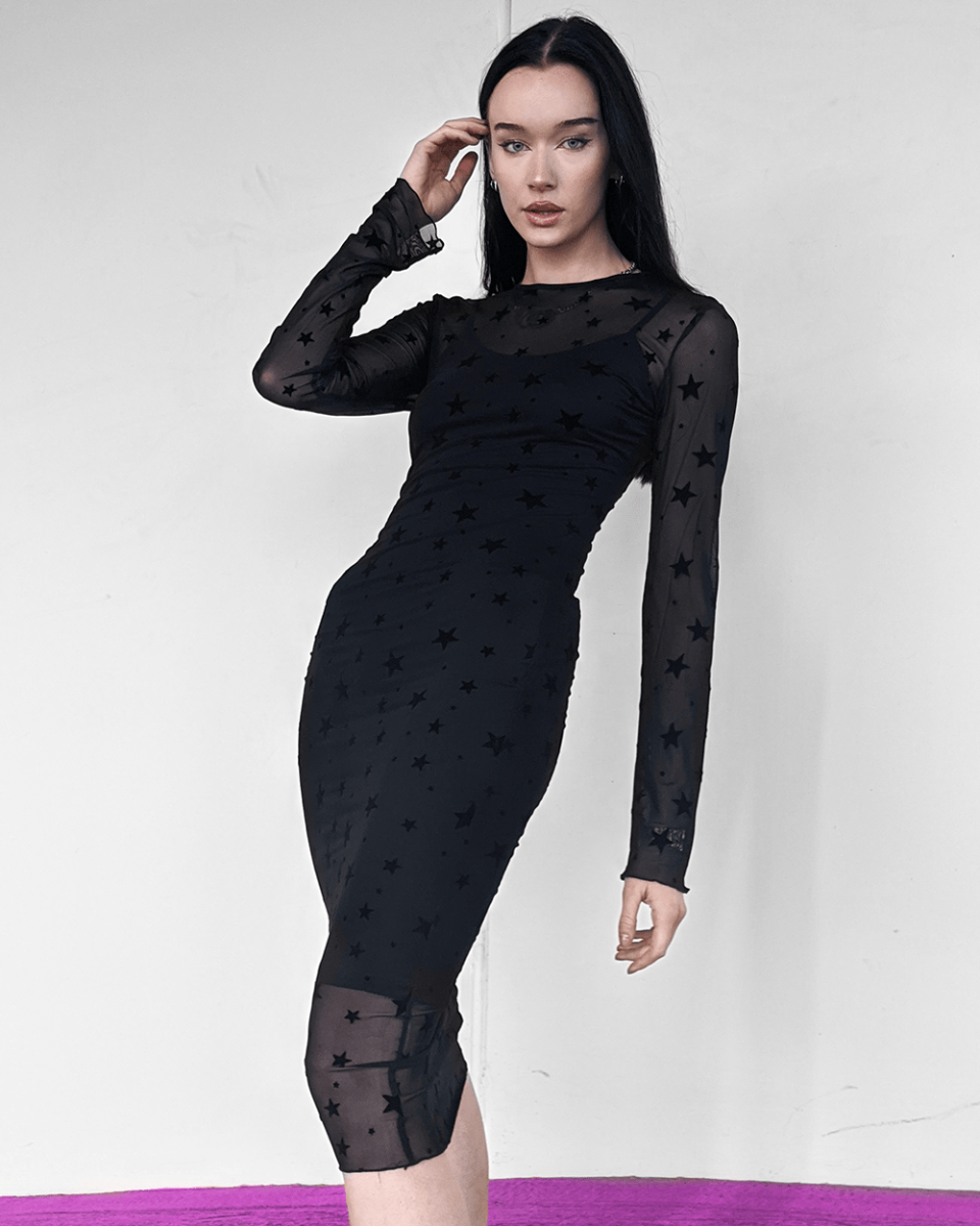 Black Star Long Sleeve Dress
