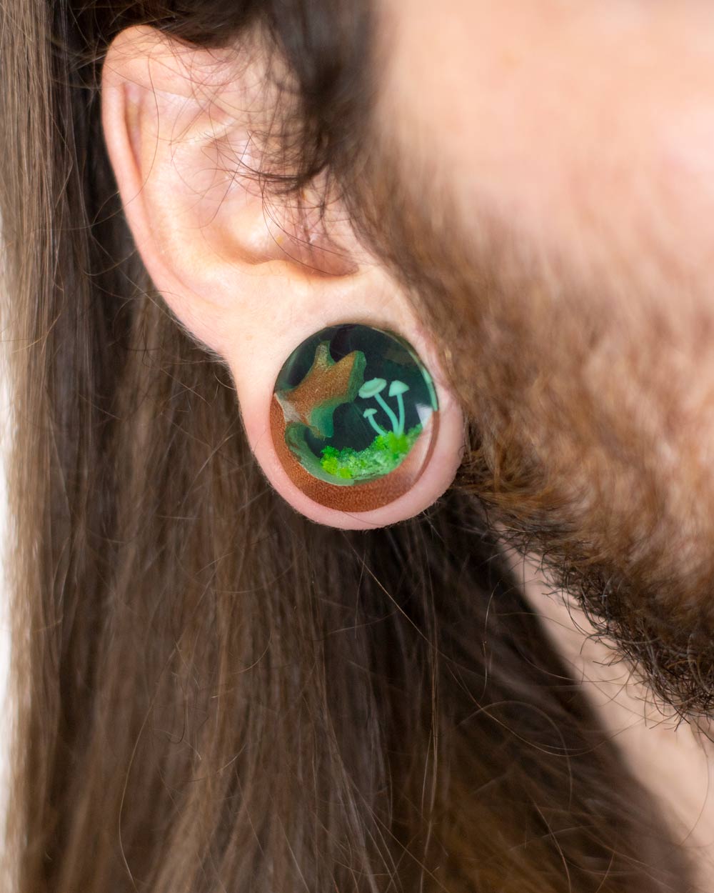 Mystic Mushroom Epoxy Wood Plug