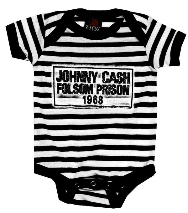 Johnny Cash - Striped Folsom Prison Baby Onesie