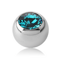 14 Gauge | Aqua Crystal Threaded Ball