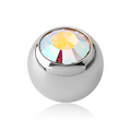 16 Gauge | Aurora Borealis Crystal Threaded Ball
